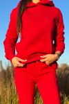 Bluza kangurka taliowana - ROSA karmin